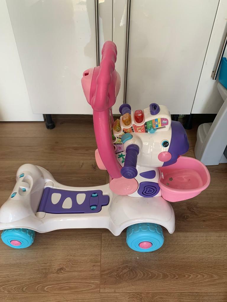 vtech 3 in 1 zebra scooter pink